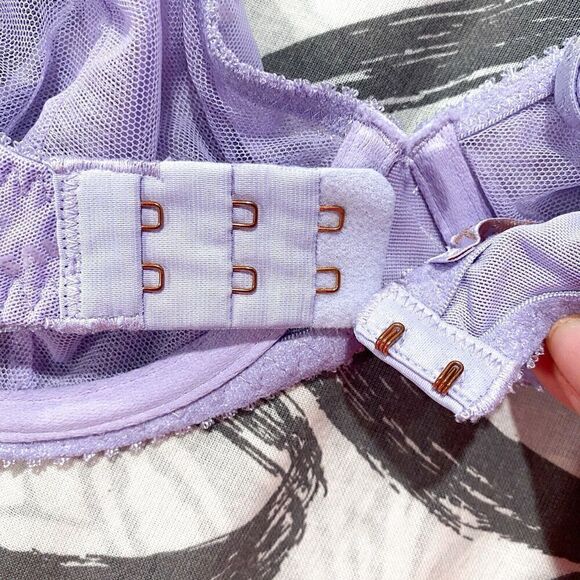 Savage X Fenty by Rihanna Women's Flocked Logo Unlined Demi Bra PURPLE LAVENDER - Picture 4 of 11